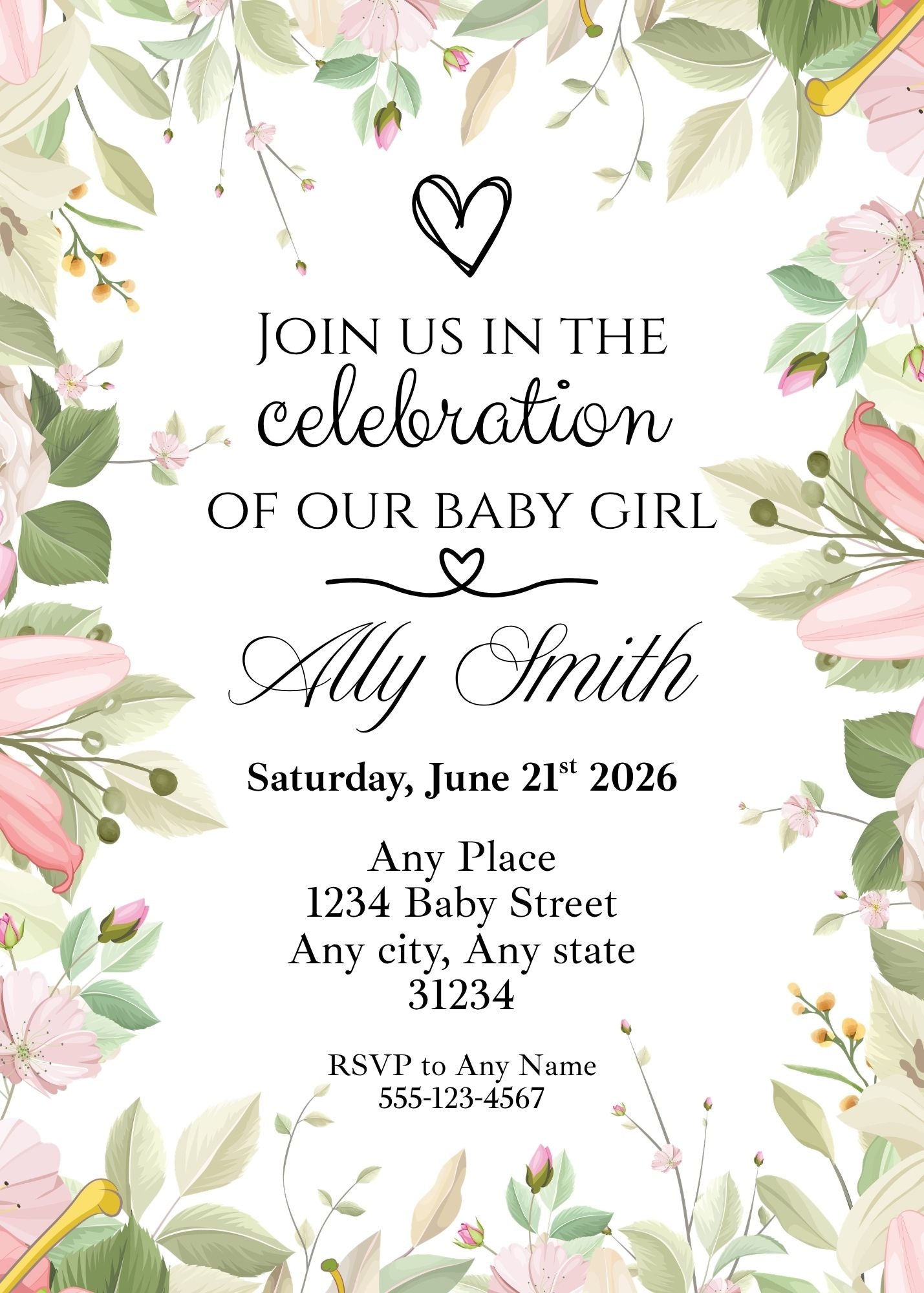 Floral Baby Shower Invitation