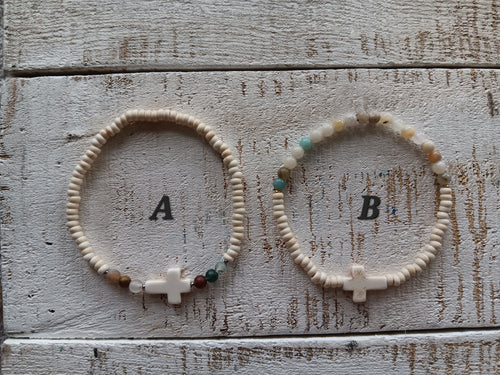 Beaded Cross Stretch Bracelet