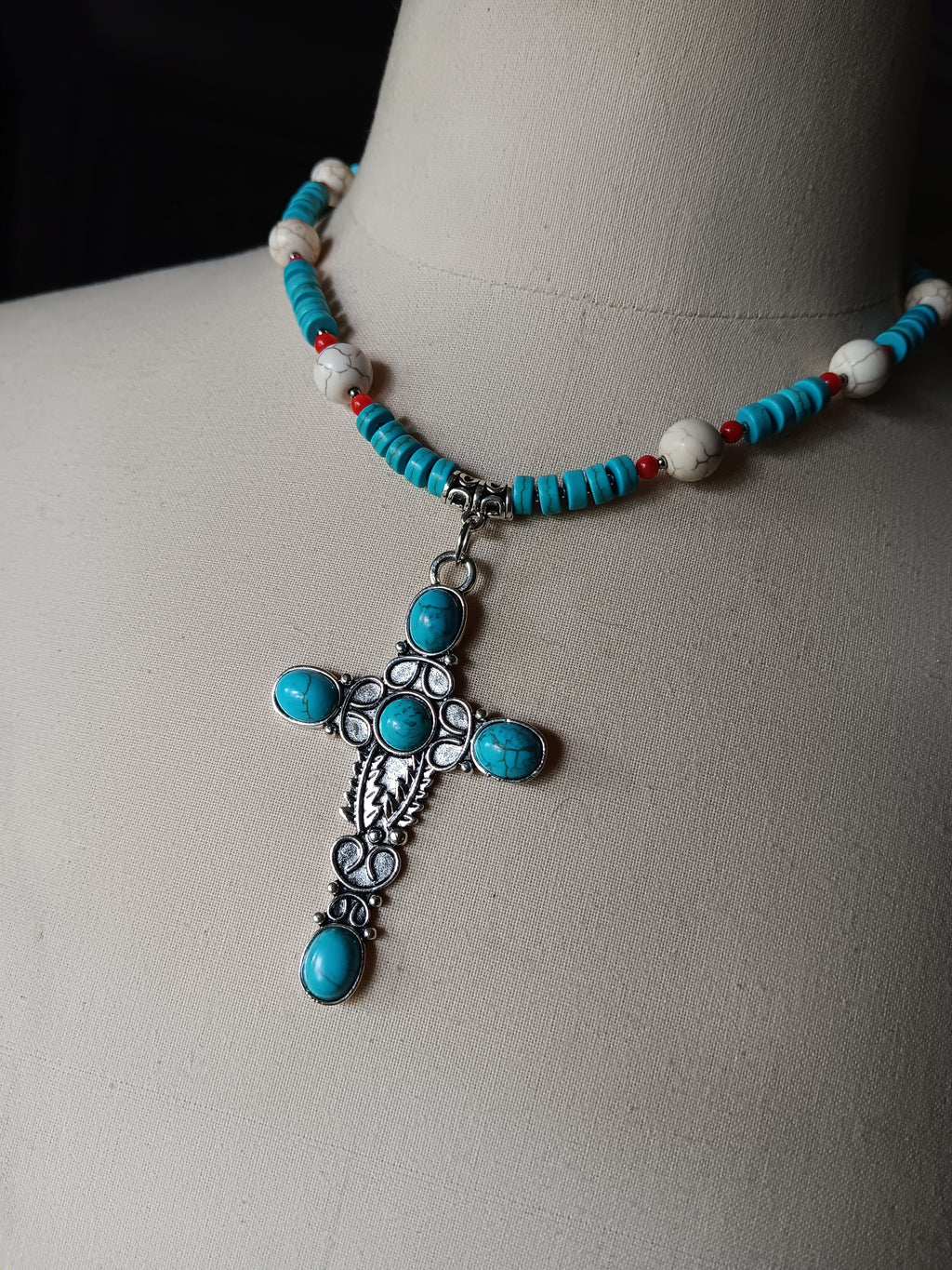 Beaded Cross Pendant Necklace