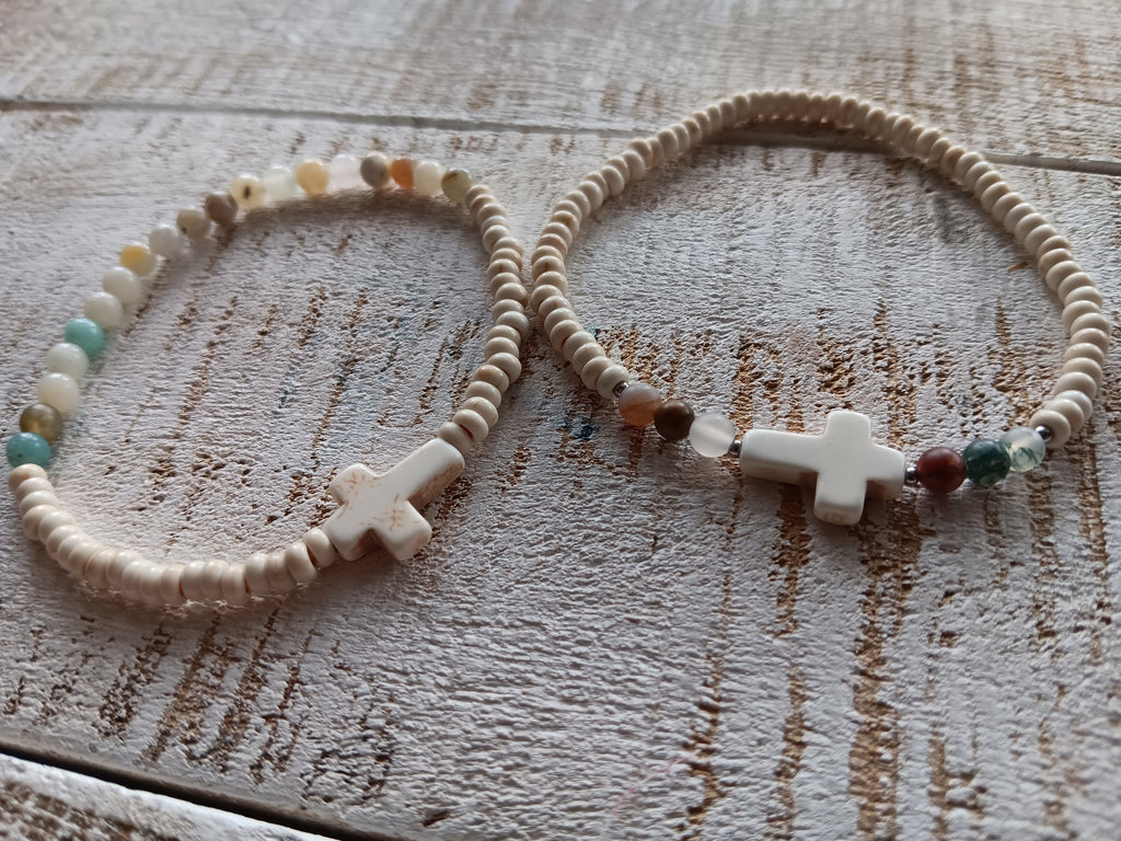 Beaded Cross Stretch Bracelet