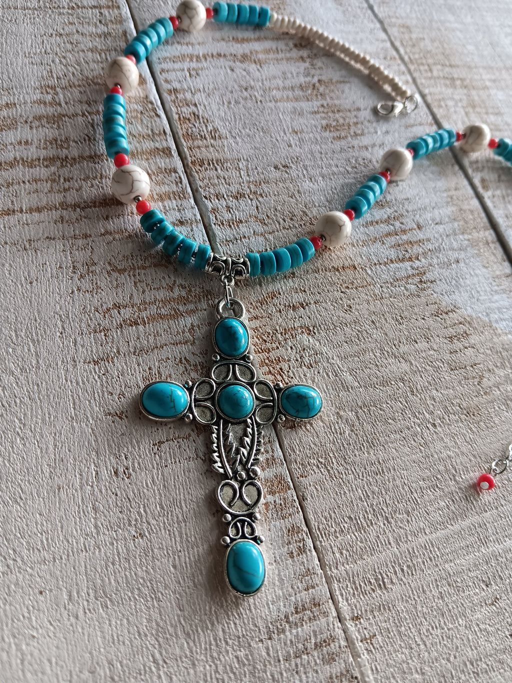 Beaded Cross Pendant Necklace