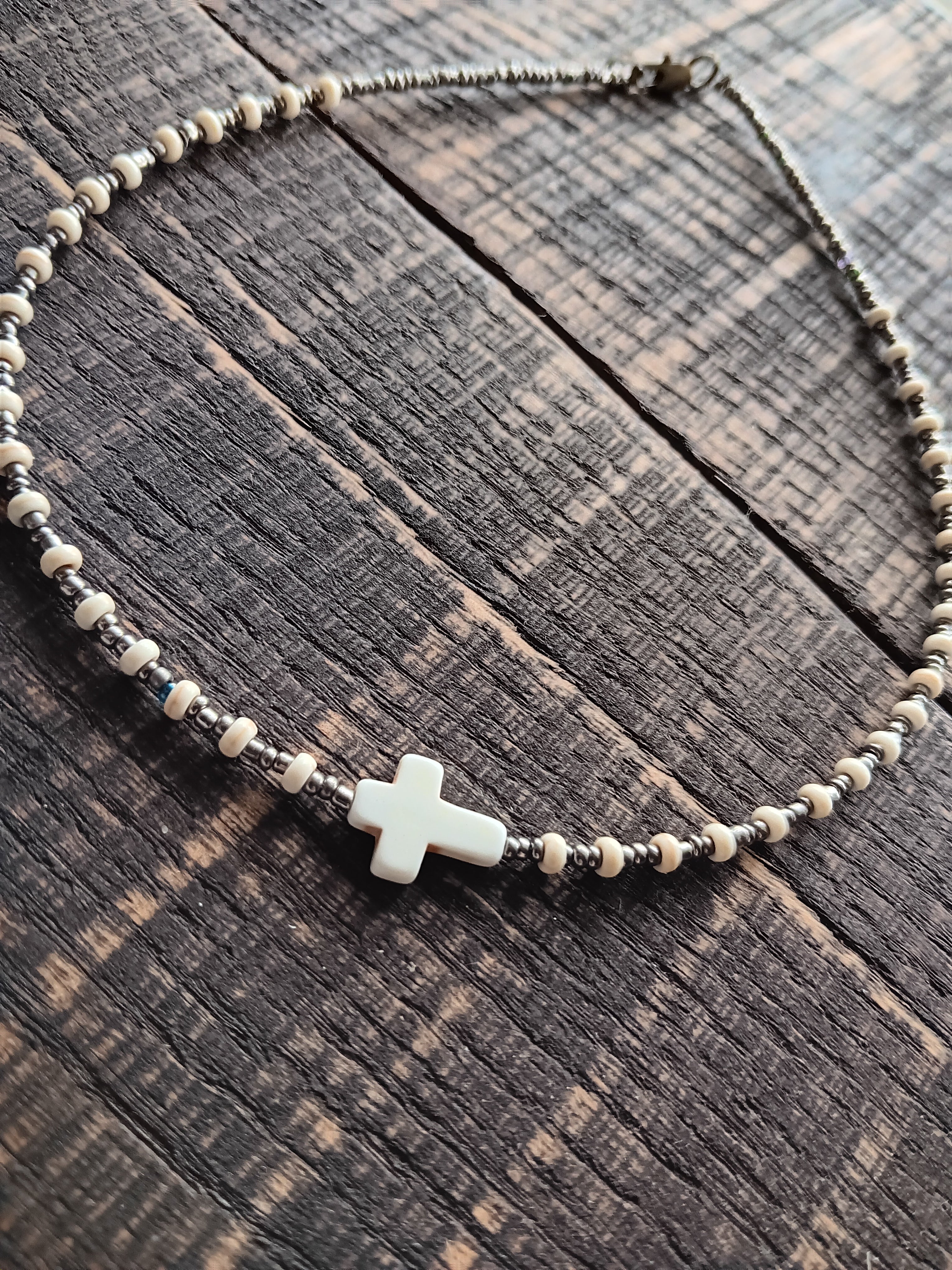 Gender Neutral Beaded Cross Necklace